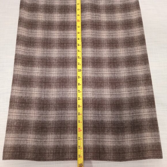 Vintage Womens Plaid Midi Skirt Brown Wool Check Cottagecore Preppy Classic Sz 2 - Picture 5 of 7